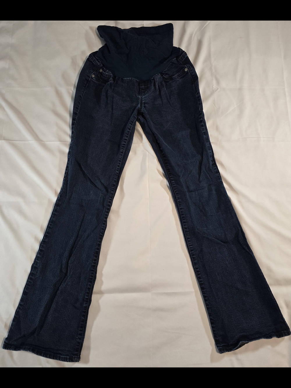 Indigo Blue Dark Navy Flare Maternity Jeans LL XL